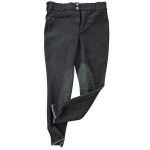 TuffRider Charcoal Ribbed Knee Patch Riding Breeches Equestrian Ladies Size 30